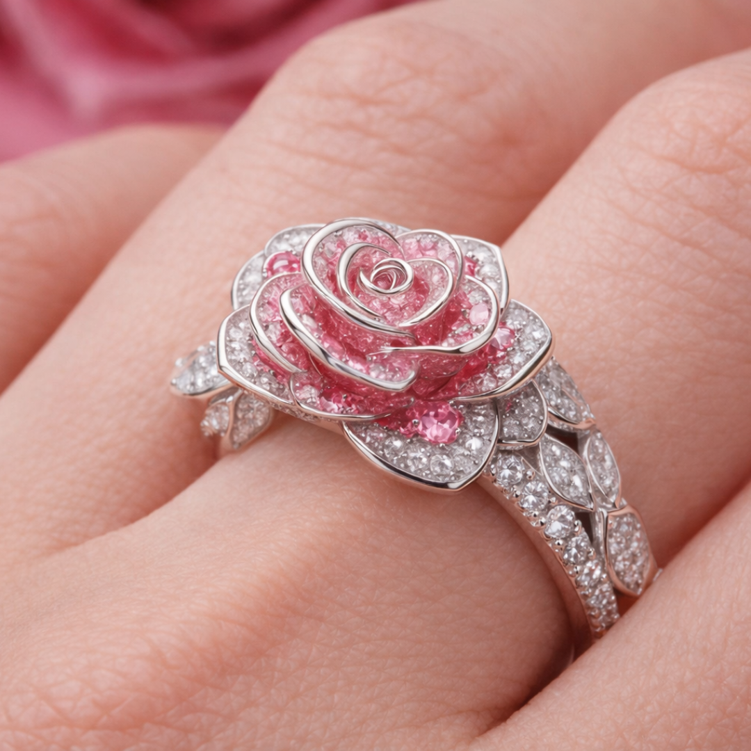 Pink Blossom Silver Ring