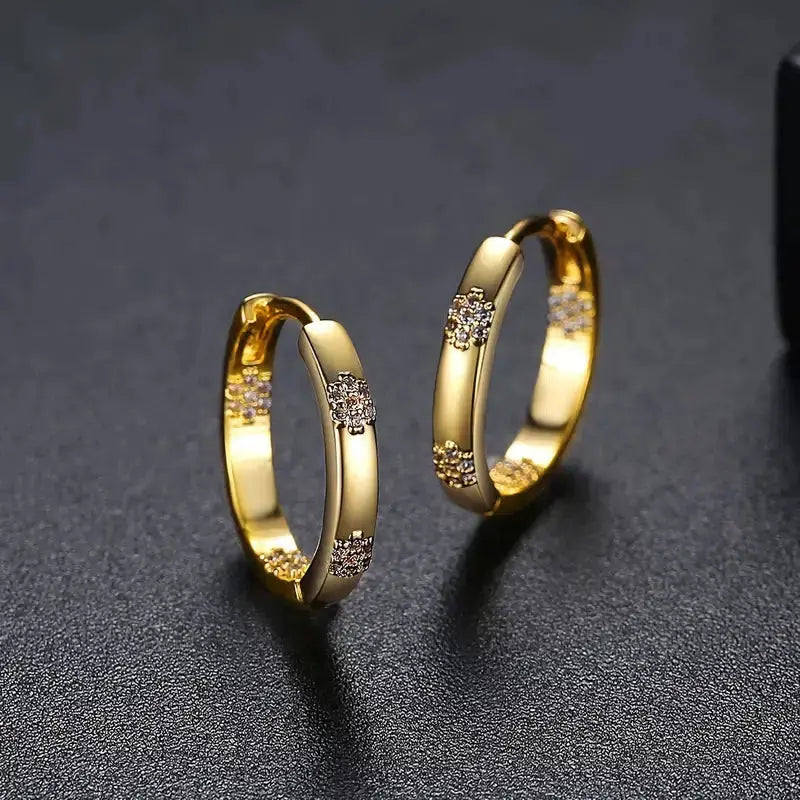 Vintage Gold Floral Hoop Earrings