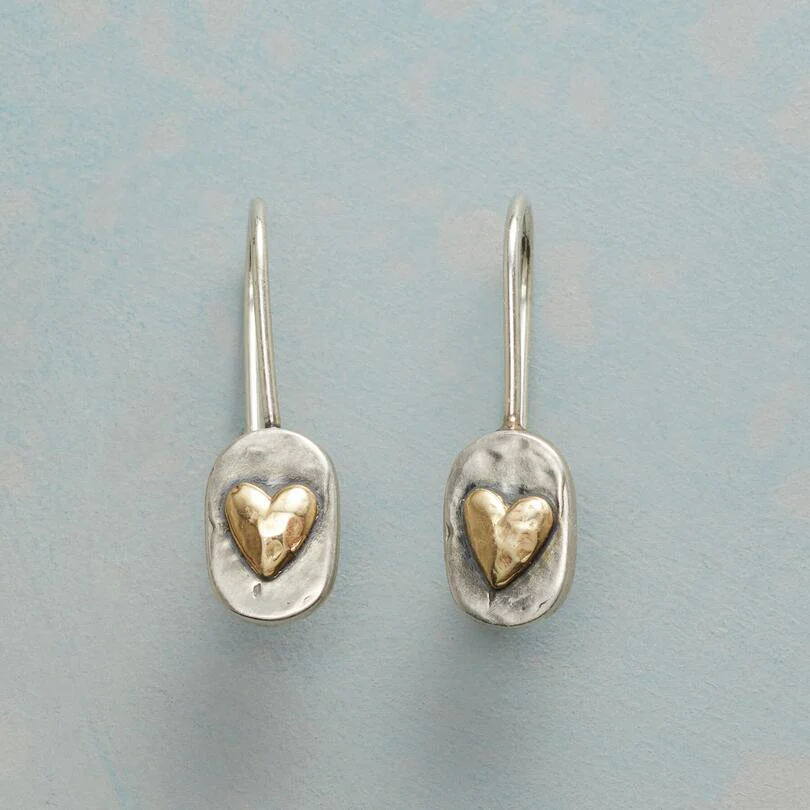 Vintage Silver and Gold Heart-Shaped Earrings