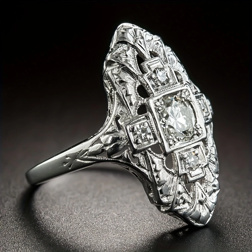 Vintage Oval Shiny Sterling Silver Ring