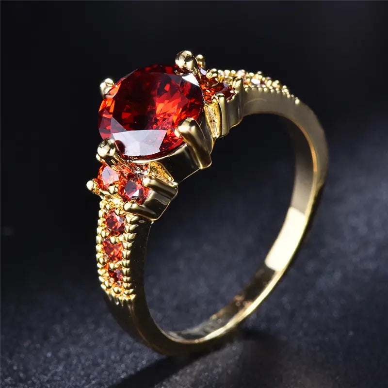 Gold Ruby Halo Ring