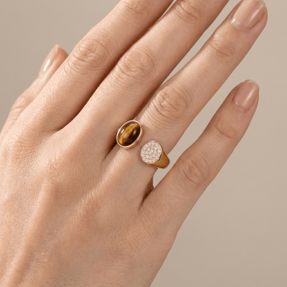 Gold Smoky Quartz Ring - (Adjustable)