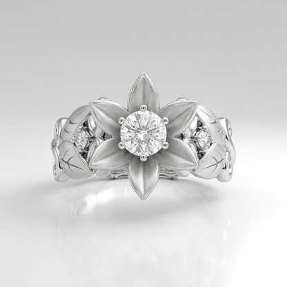 Silver Zirconia Petal Crown Ring