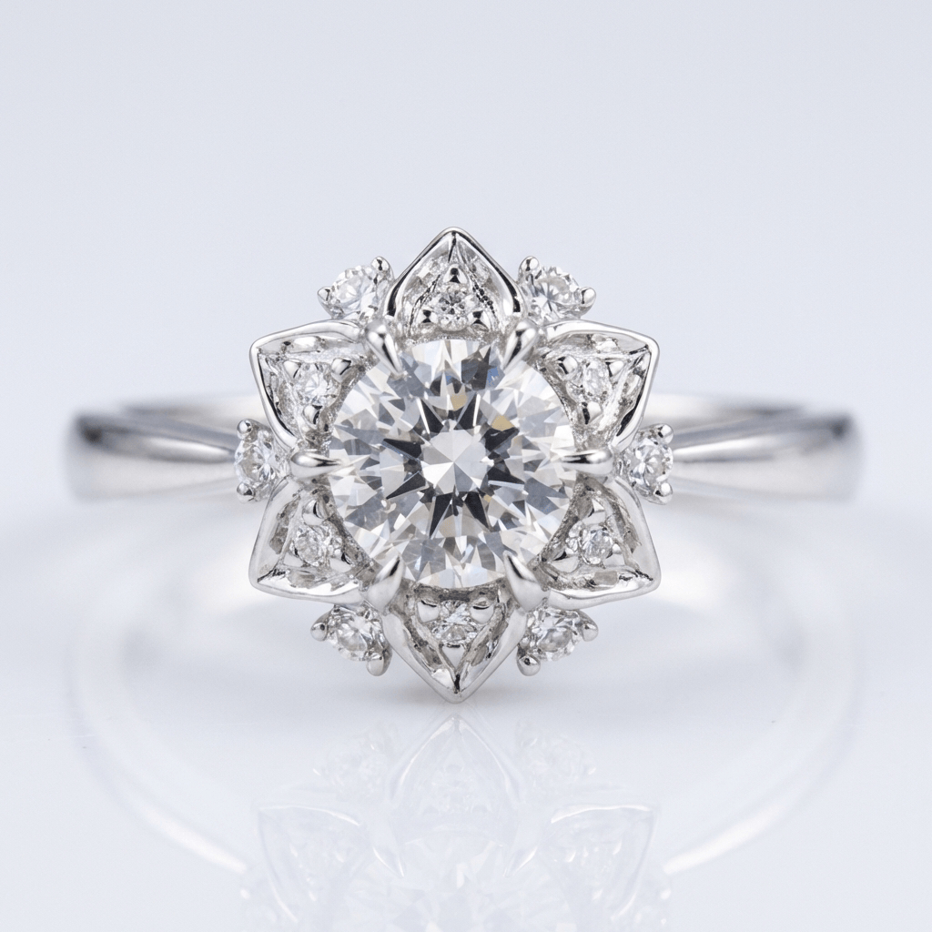 Silver Zirconia Lotus Light Ring