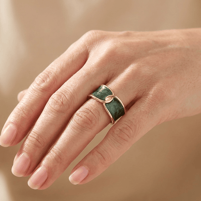 Jade Double Stone Ring - (Adjustable)