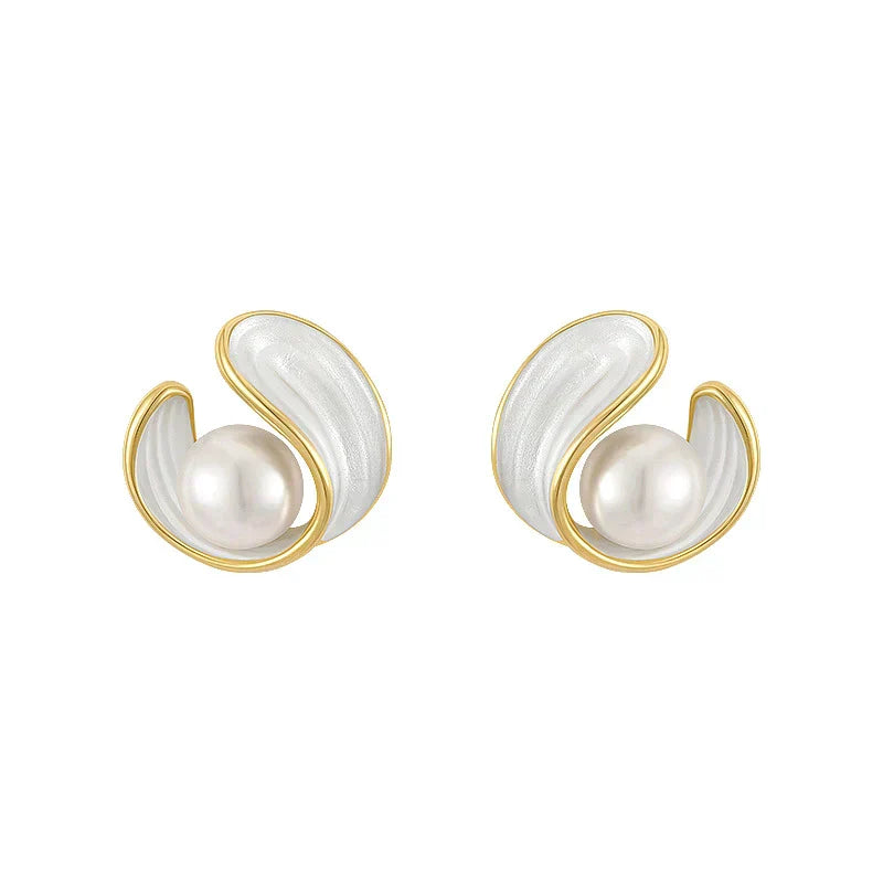 Luxury White Opal Earrings with Pearls in Gold