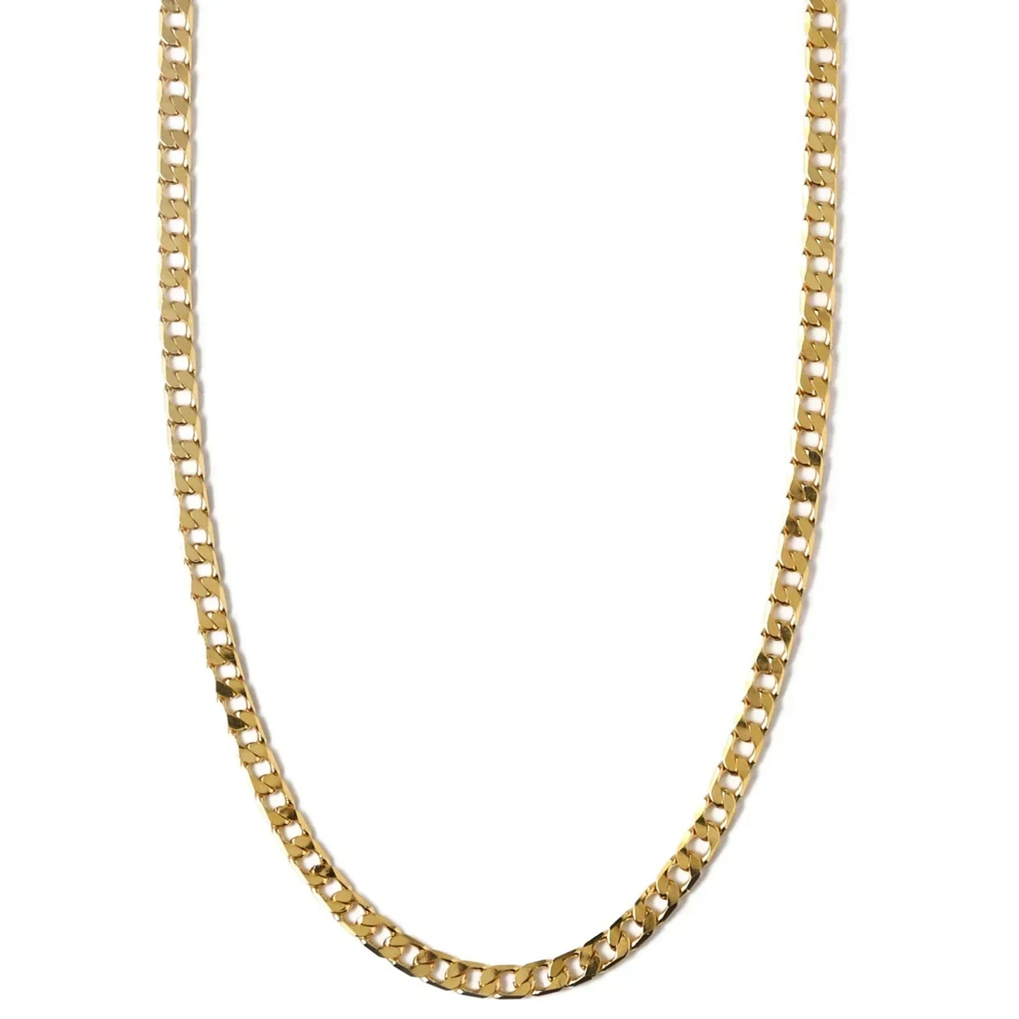 Curb Chain Necklace with Flat Links | White Gold