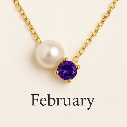 Pearl & Zircon Birthstone Pendant Necklace