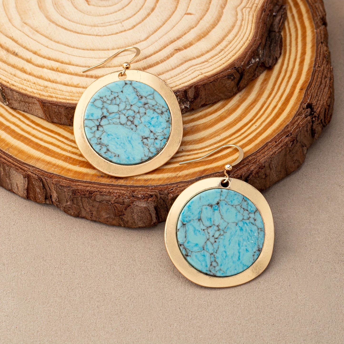 Turquoise Bohemian Round Earrings