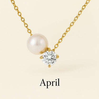 Pearl & Zircon Birthstone Pendant Necklace