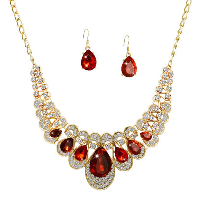 Gold Ruby Teardrop Jewelry Set