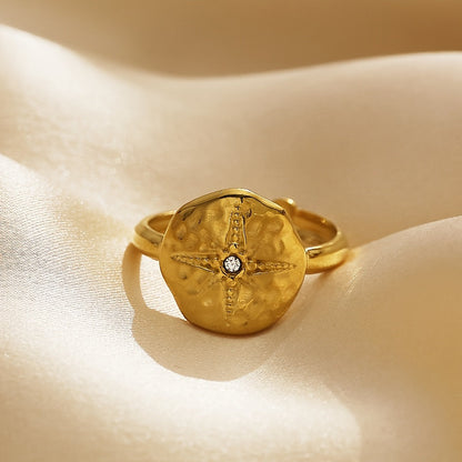 Retro Octagram Zirconia Ring