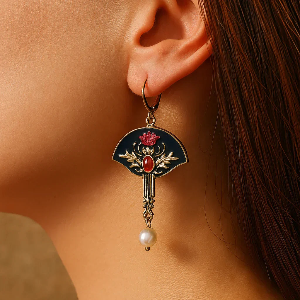Vintage Red Pearl Earrings