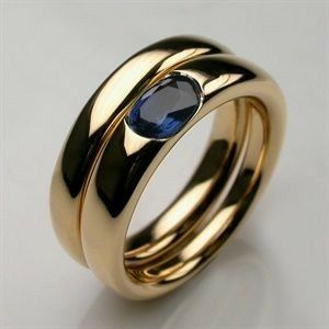 Vintage Gold & Blue Zirconia Ring