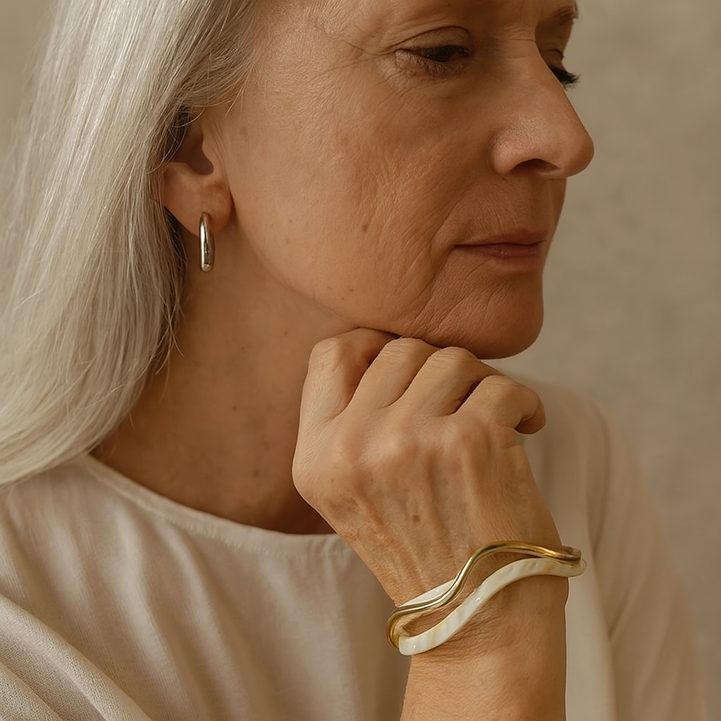 White opal elegant golden bracelet