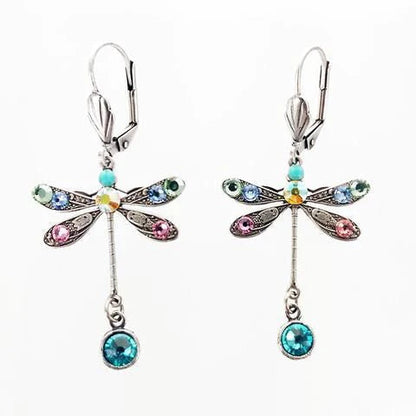 Elegant Earrings in the Shape of a Carved Dragonfly