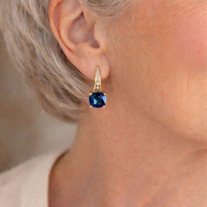 Mystic Sapphire Stone Hoop Earrings