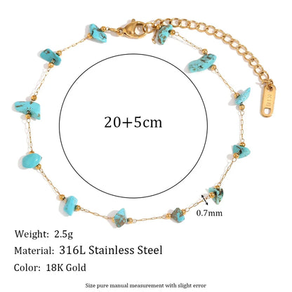 Natural Stone Gold Anklet