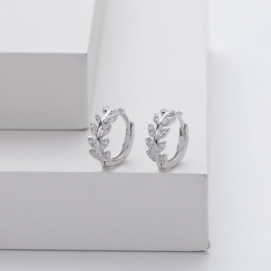 Silver Leaf-Shaped Earrings