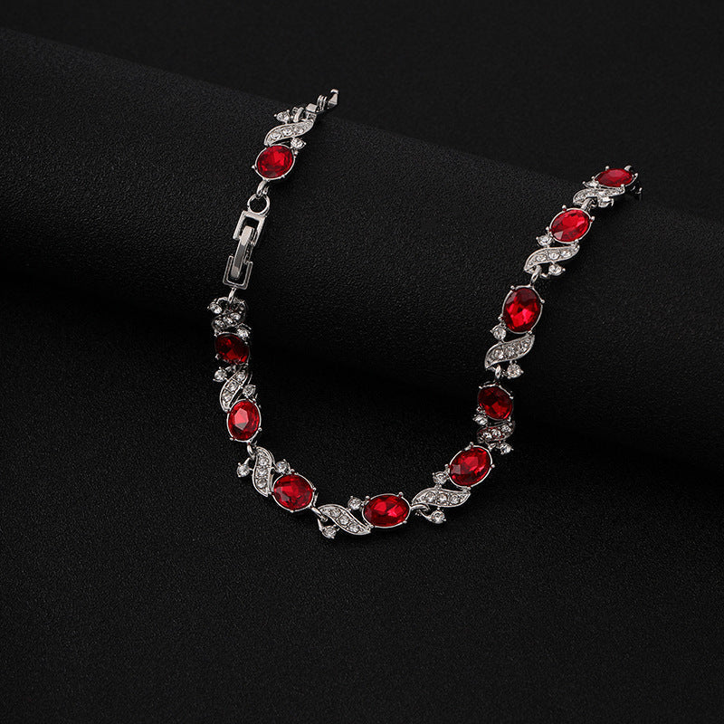 Silver Ruby Swirl Bracelet