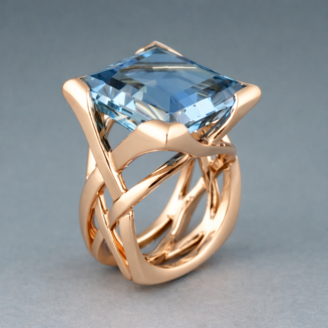 Vintage Gold Ring with Blue Zircon