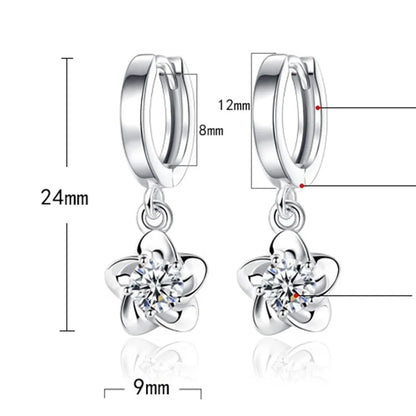 Sterling Silver Earrings with Purple and White Zircons