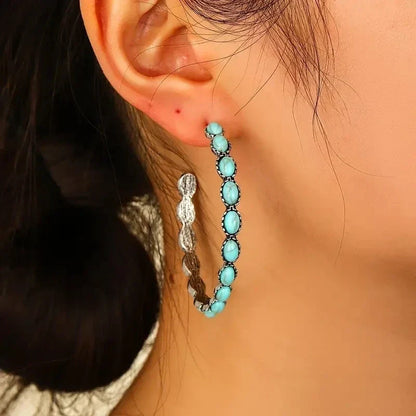 Vintage Bohemian Turquoise Circle Earrings