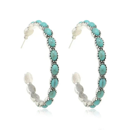 Vintage Bohemian Turquoise Circle Earrings