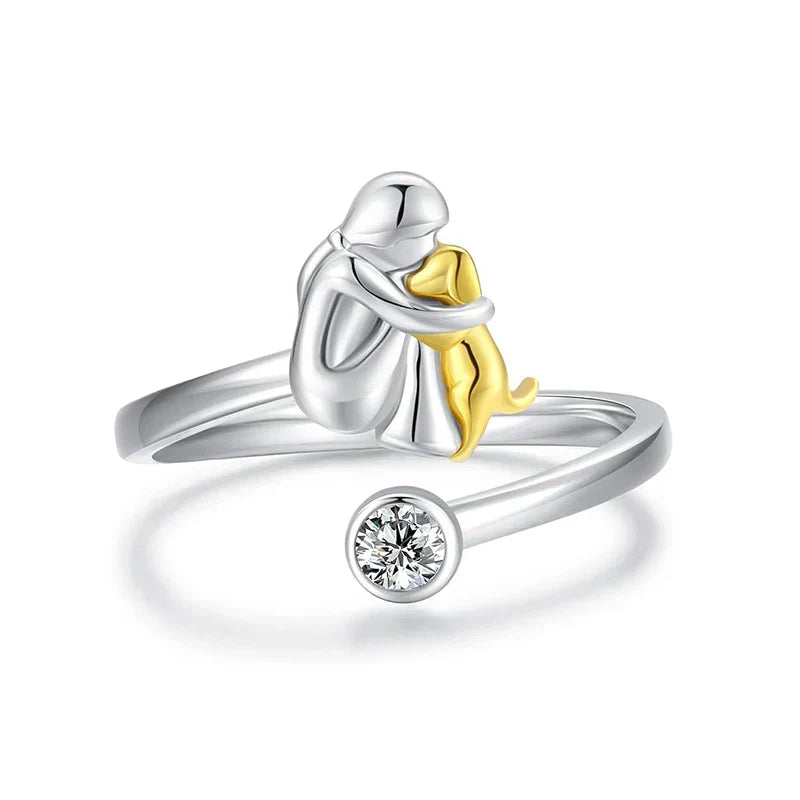 Elegant Dog Embrace Ring