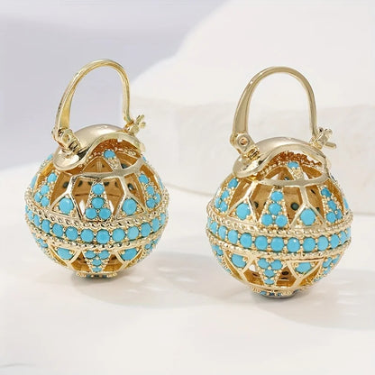 Turquoise Filigree Globe Drop Earrings