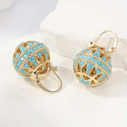 Turquoise Filigree Globe Drop Earrings