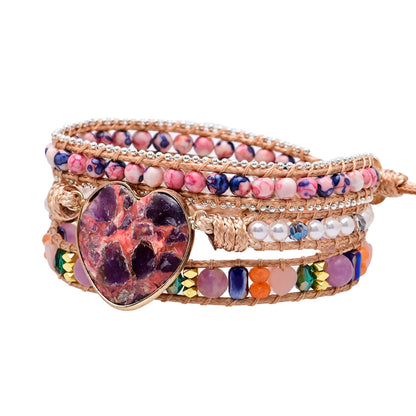 Purple Heart Calcite Wrap Bracelet