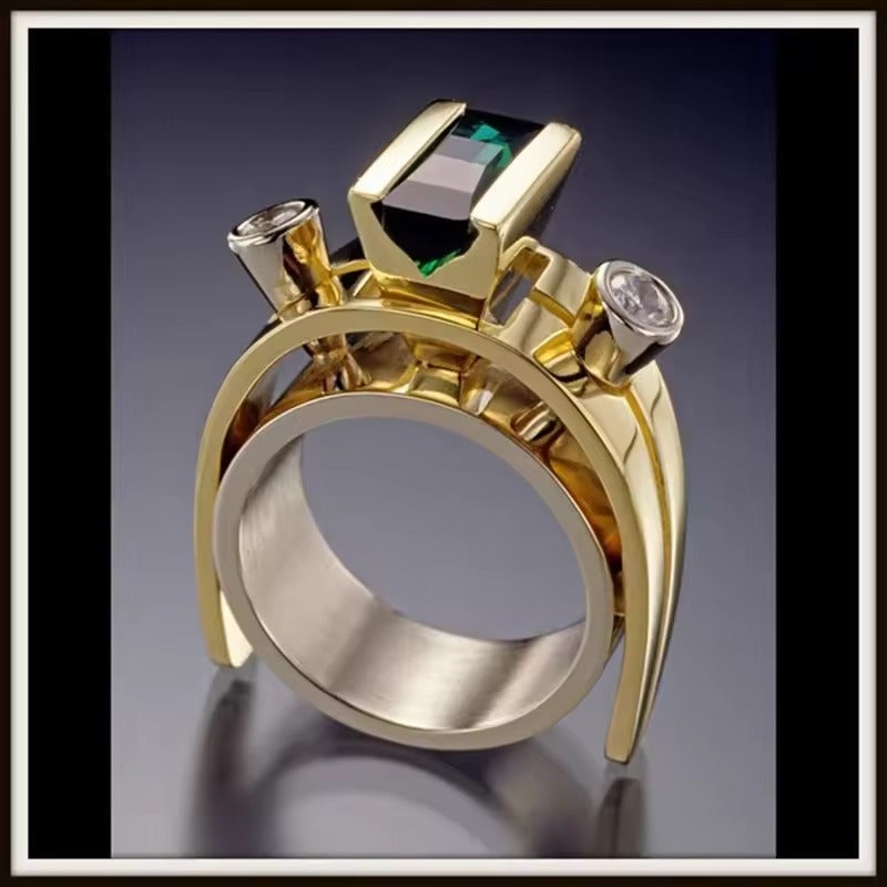 Shiny Ring with Vintage Gold Crystals