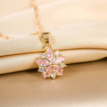Romantic Pink Sakura Necklace in Stainless Steel