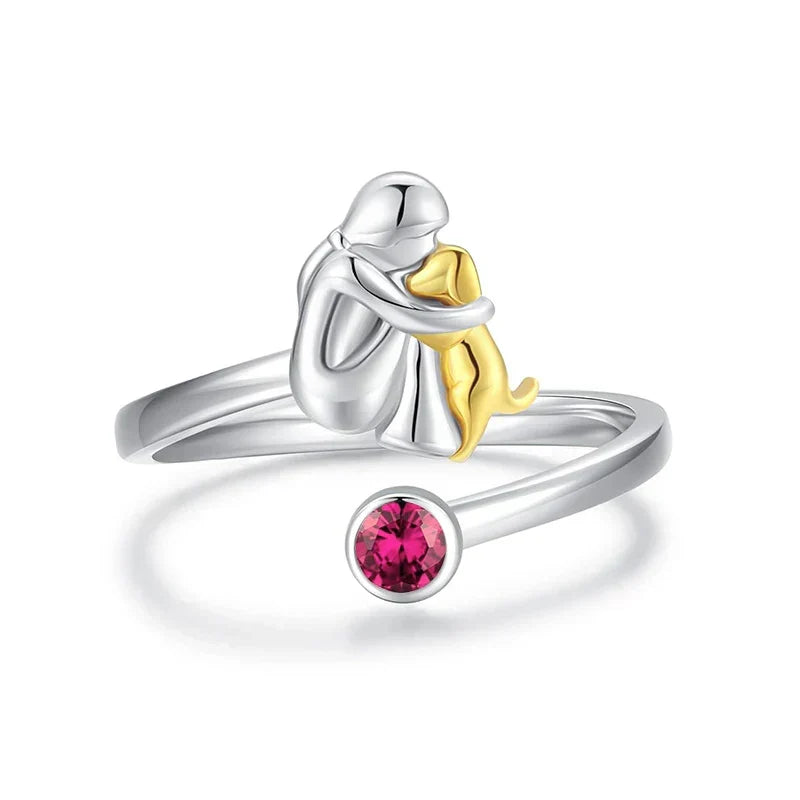Elegant Dog Embrace Ring
