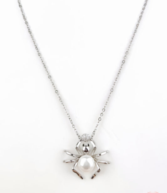 Elegant Pearl Spider Necklace