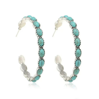 Vintage Bohemian Turquoise Circle Earrings
