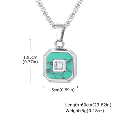 Turquoise Stone Pendant Necklace Set