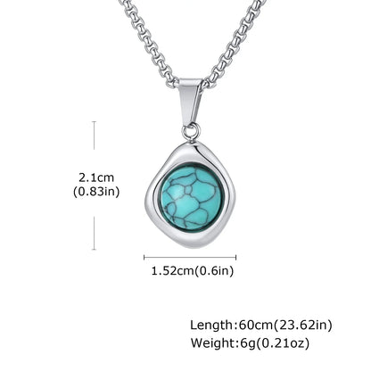 Turquoise Stone Pendant Necklace Set