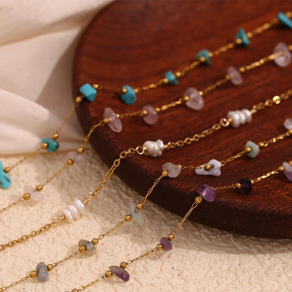 Natural Stone Gold Anklet