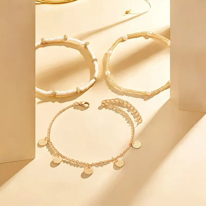 Coastal Charm – Set of 3 Layered Anklets