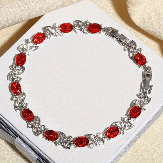 Silver Ruby Swirl Bracelet