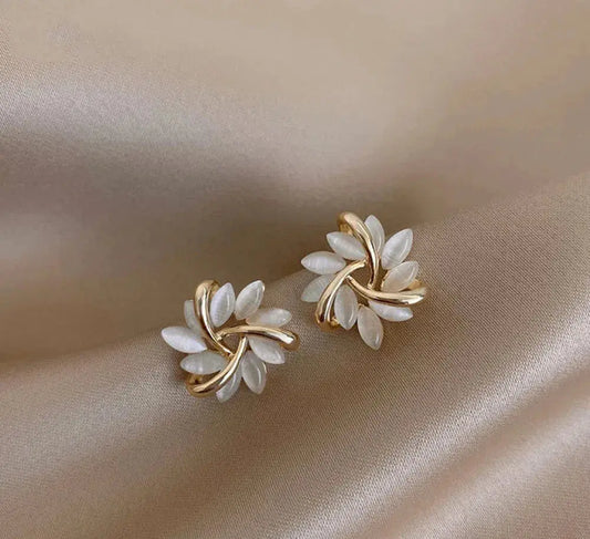 Elegant Opal Circle Bloom Earrings