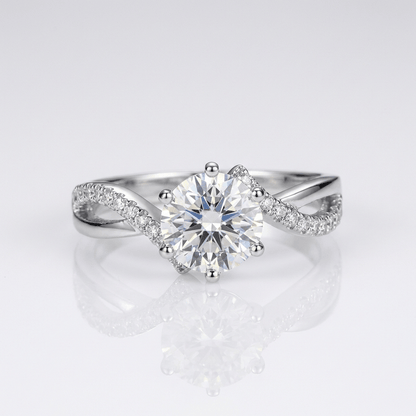 Round Zirconia Silver Infinity Ring