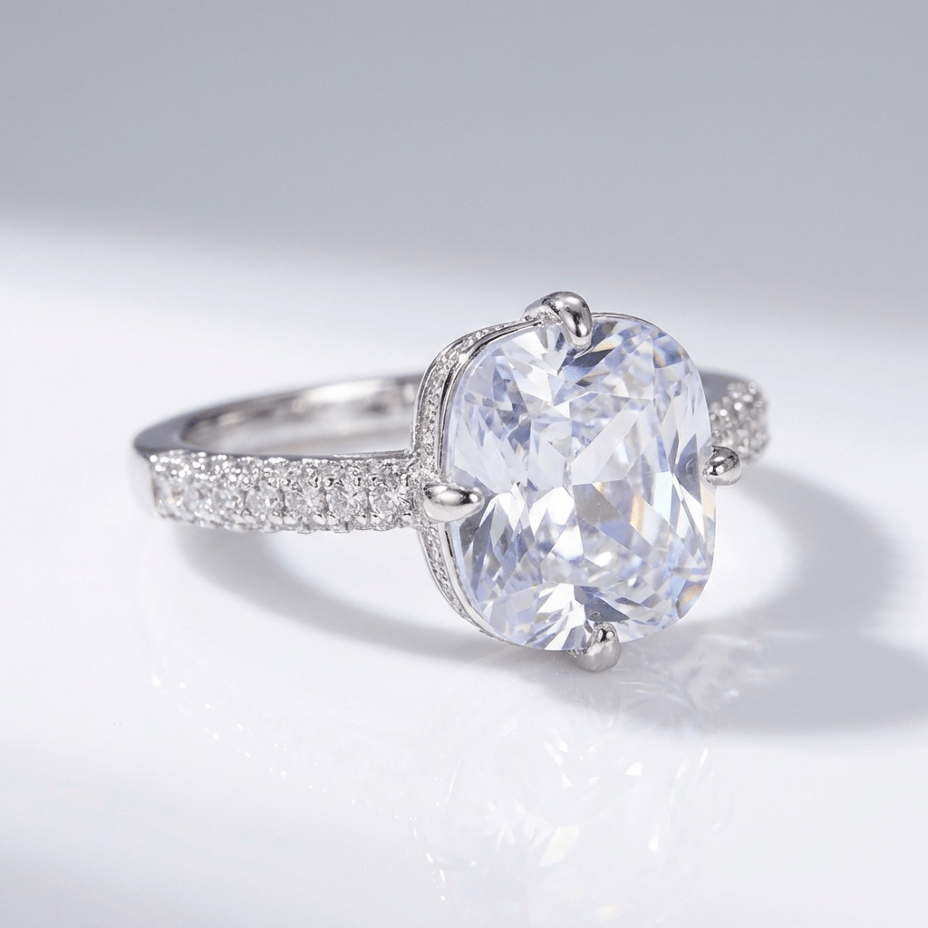 Oval Zirconia White Gold Elegant Ring