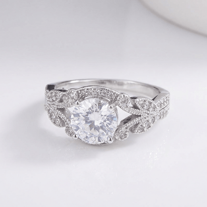 Vintage Zirconia Silver Braided Ring