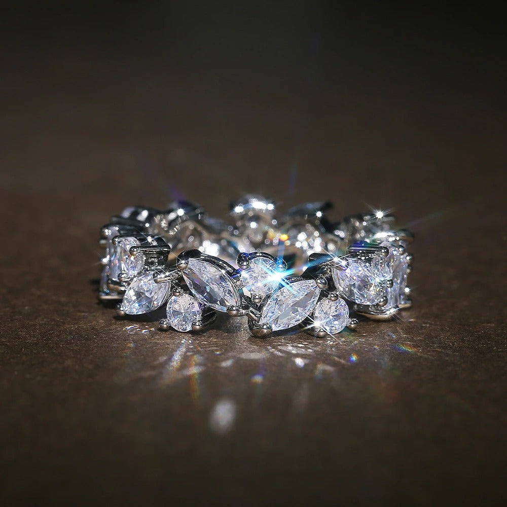 Vintage Marquise & Round Diamond Eternity Ring